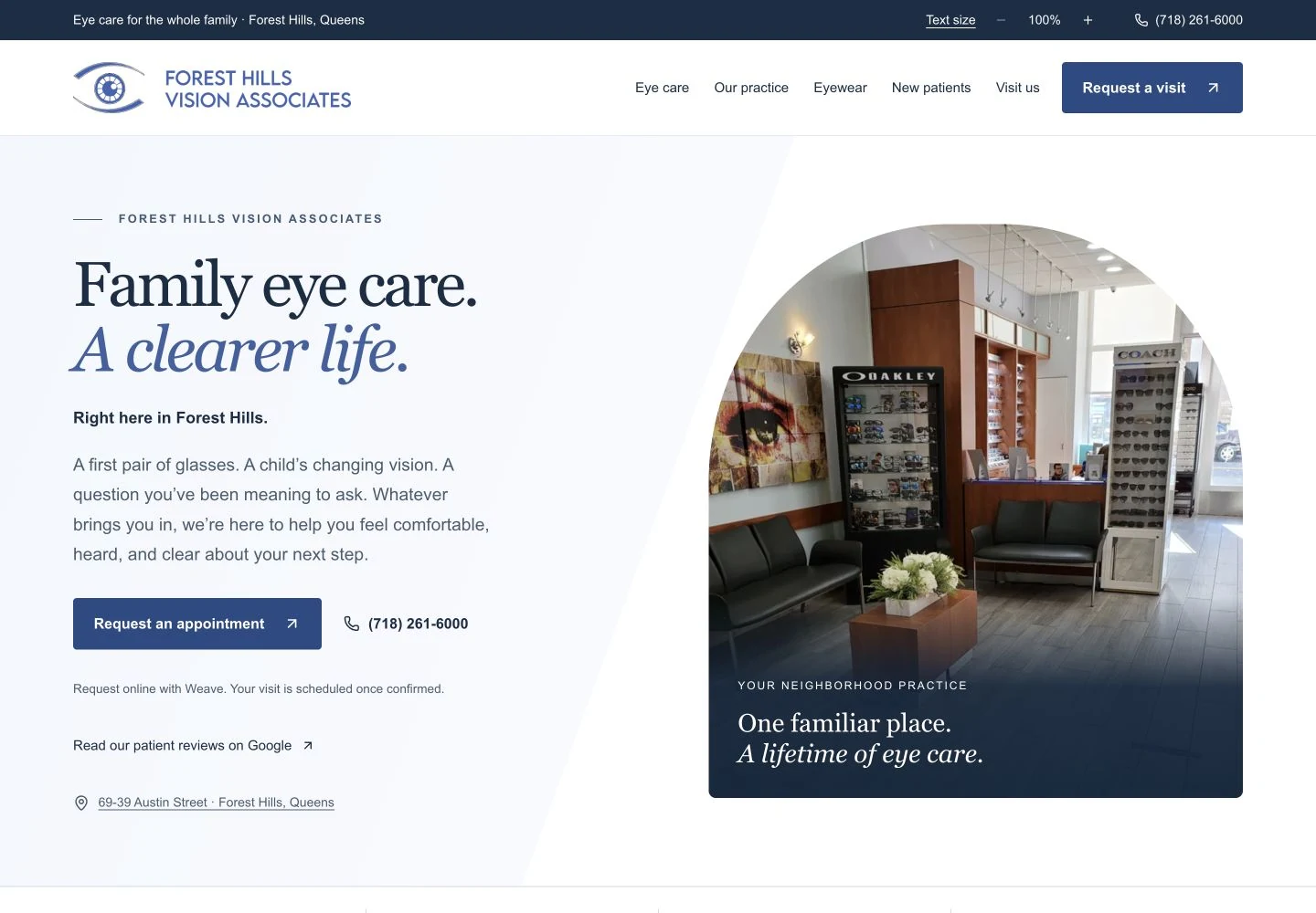 Forest Hills Vision Associates website — desktop view