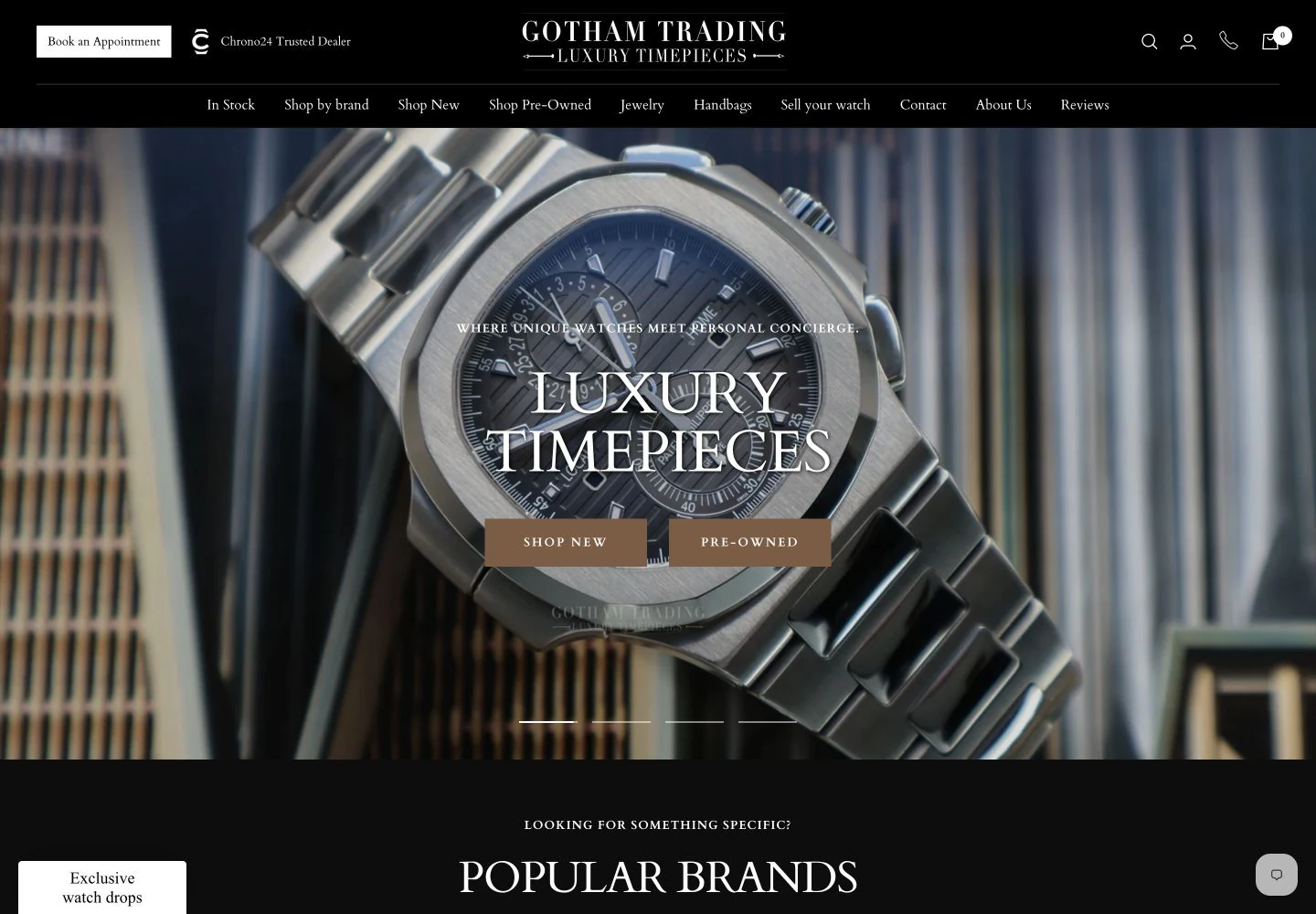 Gotham Timepieces website — desktop view
