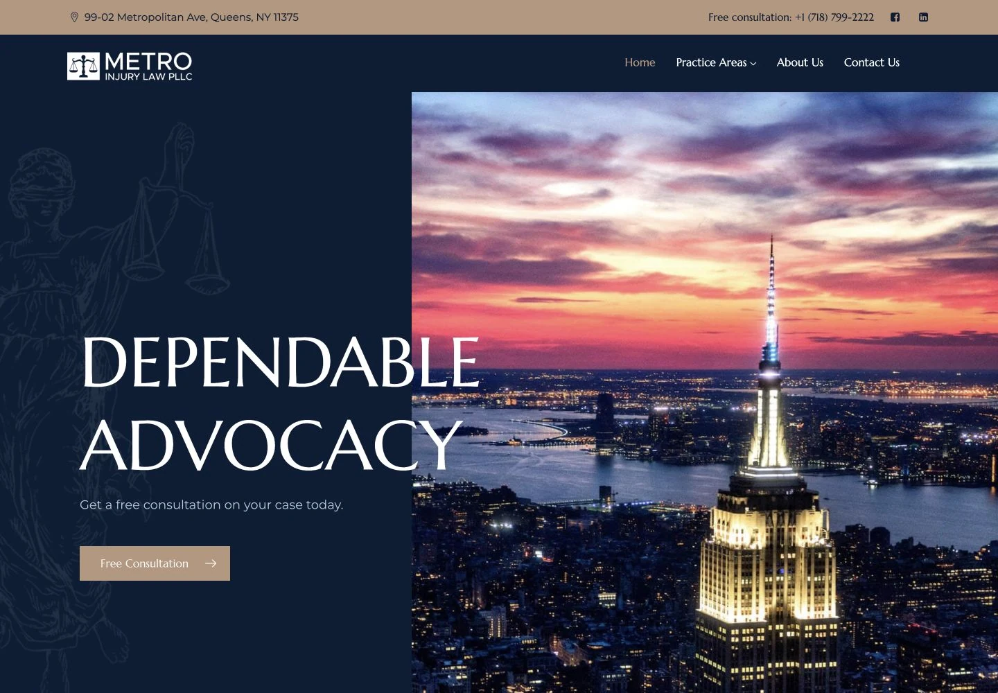 Metro Injury Law website — desktop view