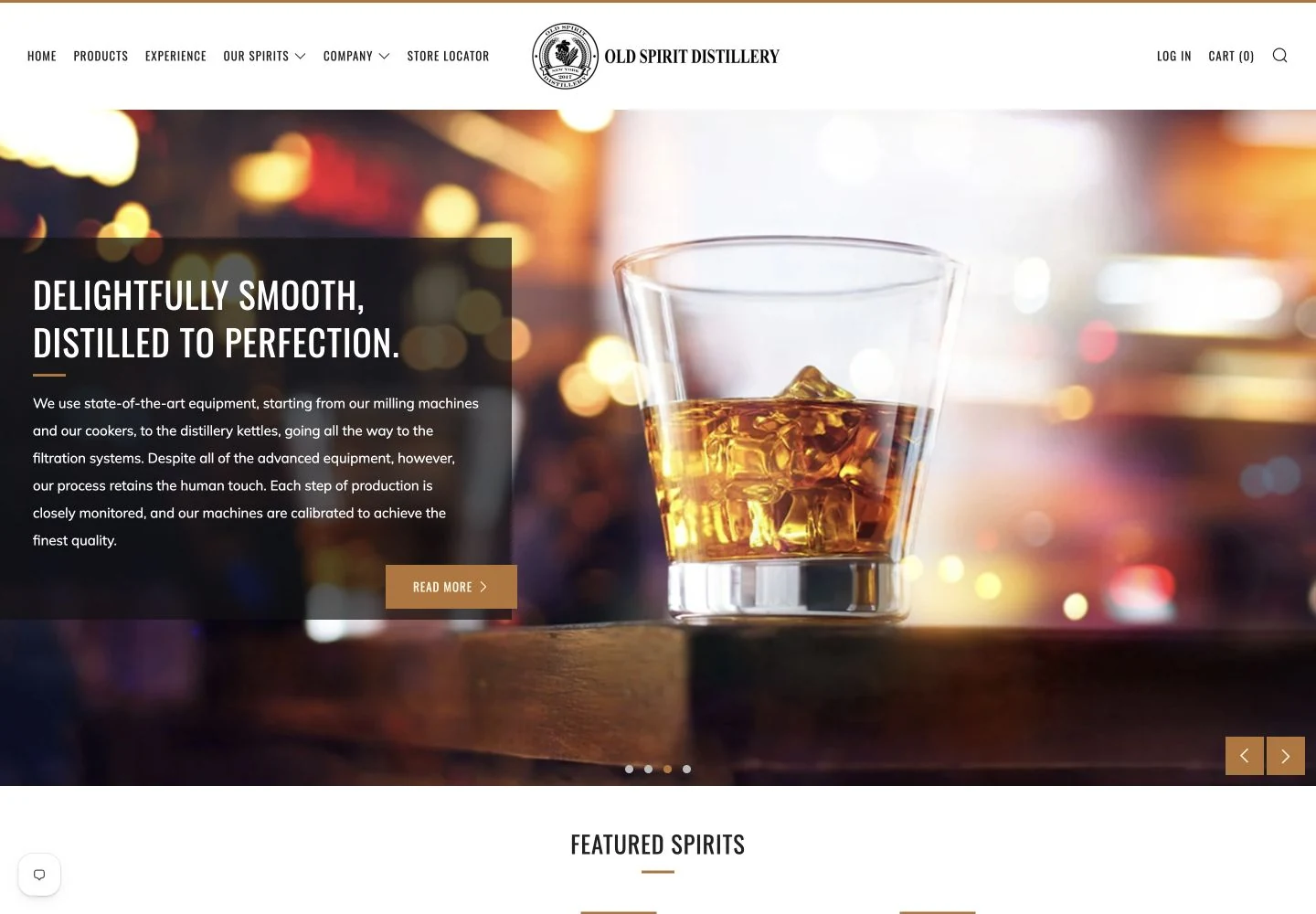 Old Spirit Distillery website — desktop view